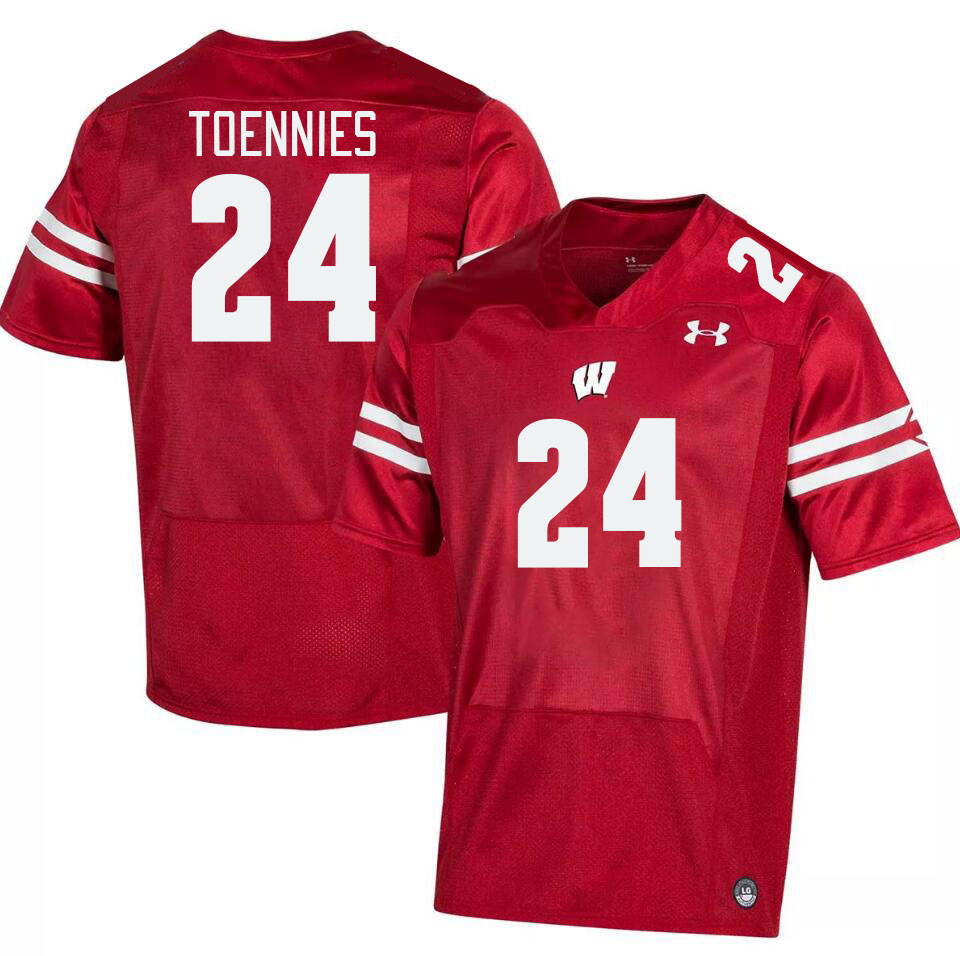 Men #24 Cole Toennies Winsconsin Badgers College Football Jerseys Stitched Sale-Red